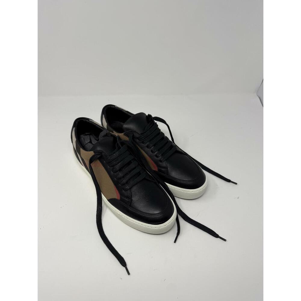 Burberry Women’s Unisex Low-Top Sneakers Check & Black Leather EU 38 / US 7.5 - Picture 5 of 11